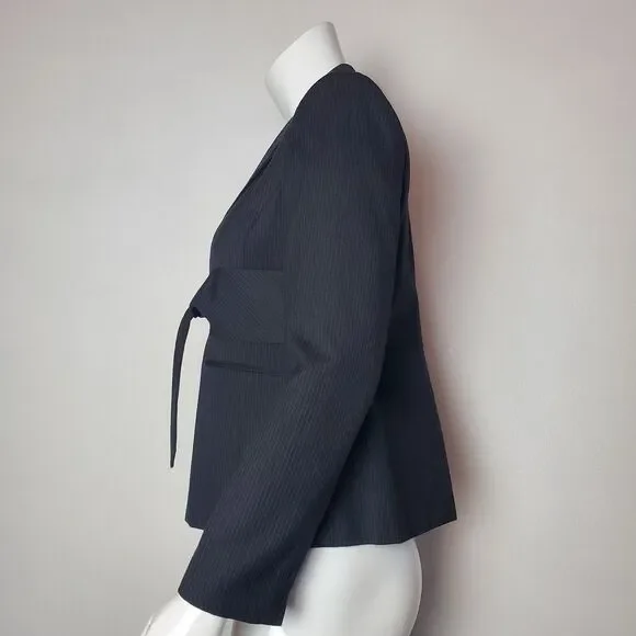 Vintage Y2K Kasper Black Gray Pinstripe Blazer - Picture 2 of 8